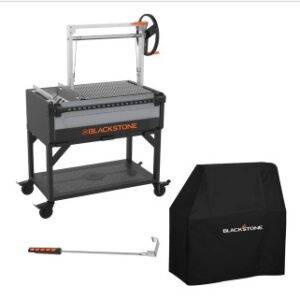 Blackstone Bronco Series Open Flame Grill with Soft Cover and Coal Rake