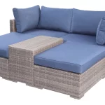 Allspace 5-piece Rattan Patio Set with Sunbrella Cushions - Blue