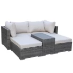 Allspace 5-piece Rattan Patio Set with Sunbrella Cushions - Cream