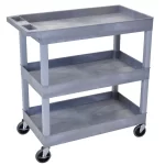 Luxor XL Three-Shelf Multi-Purpose Utility Cart, 32" x 18", Gray, Tub Shelves - Grey