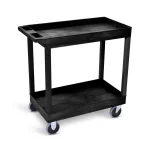 Luxor XL Two-Shelf Multi-Purpose Utility Cart, 32" x 18", Black, Tub Shelves with Heavy Duty Casters
