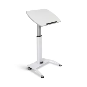 Luxor Pneumatic Adjustable-Height Lectern / Mobile Standing Desk - White