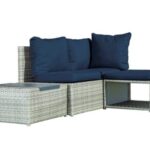 Allspace Aluminum Grey Rattan Modular Seating Set with Blue Sunbrella Cushions