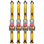 Cat® 4-piece 16ft Ratchet Tie Down Set with Rubber-Coated Hooks - 1000lb Work Capacity