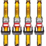 Cat® 4-piece 16ft Rachet Tie Down Straps with Steel Double-J Hooks - 1000lb Work Capacity
