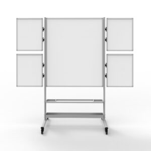 Luxor Dry Erase Magnetic Mobile Collaboration Station White Board with 40x48 Centre Board and Four 18x24 Attachable White Boards