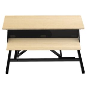 Luxor Two-Tier Pneumatic Standing Desk Converter - White Oak