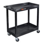 Luxor XL Two-Shelf Multi-Purpose Utility Cart, 32" x 18", Black, Tub Shelves