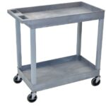 Luxor XL Two-Shelf Multi-Purpose Utility Cart, 32" x 18", Gray, Tub Shelves with Heavy Duty Casters