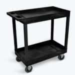 Luxor XL Two-Shelf Multi-Purpose Utility Cart, 32" x 18", Black, Tub Shelves with Semi-Pneumatic Casters