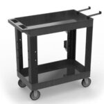 Luxor ESSENTIAL Two-Shelf Industrial Utility Cart, 32" W x 18" D, Black