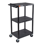 Luxor ENDURA® AV 42" H Three-Shelf Media Utility Cart, 24" W x 18" D