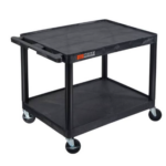 Luxor ENDURA® AV 27" H Two-Shelf Media Utility Cart, 32" x 24", Black