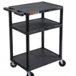 Luxor ENDURA® AV 34" H Three-Shelf Media Utility Cart, 24" x 18"