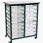Luxor Mobile Bin Storage Unit - Double Row with Small Clear Bins