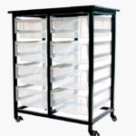 Luxor Mobile Bin Storage Unit – Double Row with Large Clear Bins