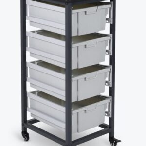 Luxor Mobile Bin Storage Unit - Single Row with Large Grey Bins