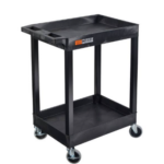 Luxor TUFFY™ 34" H Two-Shelf Multi-Purpose Utility Cart, 24" W x 18" D, Black, Tub Shelves