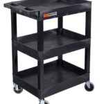 Luxor TUFFY™ 34" H Three-Shelf Multi-Purpose Utility Cart, 24" W x 18" D, Black, Tub Shelves