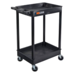 Luxor ENDURA® 32" H Two-Shelf Utility Cart, 24" W x 18" D, Black, Tub Shelves