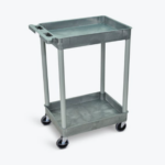 Luxor ENDURA® 32" H Two-Shelf Utility Cart, 24" W x 18" D, Grey, Tub Shelves