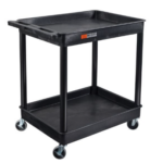 Luxor ENDURA® XL 38" H Two-Shelf Utility Cart, 32" W x 24" D, Black, Tub Shelves