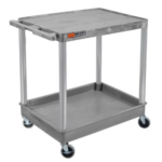 Luxor ENDURA® XL 38" H Two-Shelf Utility Cart, 32" W x 24" D, Gray, Flat/Tub Shelves