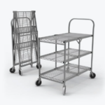 Luxor Three-Shelf Collapsible Wire Utility Cart