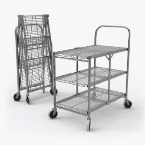 Luxor Three-Shelf Collapsible Wire Utility Cart