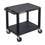 Luxor TUFFY™ 26" H Two-Shelf Multi-Purpose Utility Cart, 24" W x 18" D, Black