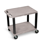 Luxor TUFFY™ 26" H Two-Shelf Multi-Purpose Utility Cart, 24" W x 18" D, Grey Shelves/Black Legs