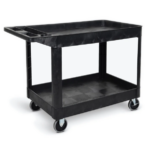 Luxor Heavy-Duty Polyethylene 2-Shelf Tub Cart - Black