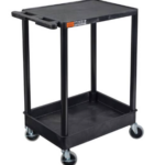 Luxor ENDURA® 32" H Two-Shelf Utility Cart, 24" W x 18" D, Black, Tub/Flat Shelves