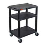 Luxor 34"H AV Cart - Three Shelves - Black Legs