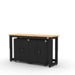 Garage storage cabinets with 2 base cabinets and 72 inch solid wood worktop