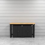 Garage storage cabinets with 2 base cabinets and 72 inch solid wood worktop