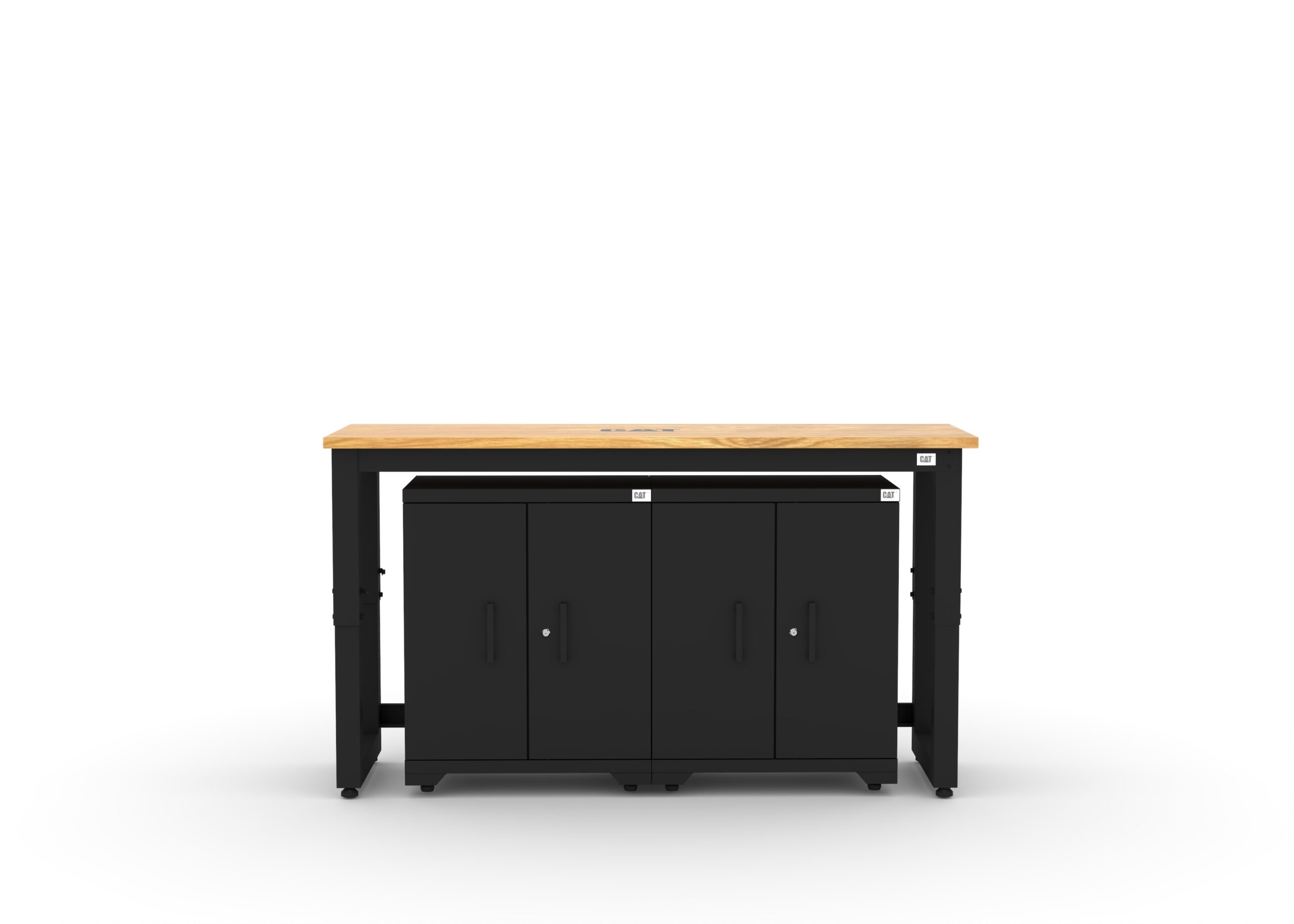 CAT-FWSETA_main Garage storage cabinets with 2 base cabinets and 72 inch solid wood worktop
