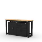 Garage storage cabinets with 1 base cabinet, 1 tool cabinet and 72 inch solid wood worktop