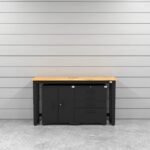 Garage storage cabinets with 1 base cabinet, 1 tool cabinet and 72 inch solid wood worktop