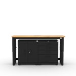 Garage storage cabinets with 1 base cabinet, 1 tool cabinet and 72 inch solid wood worktop