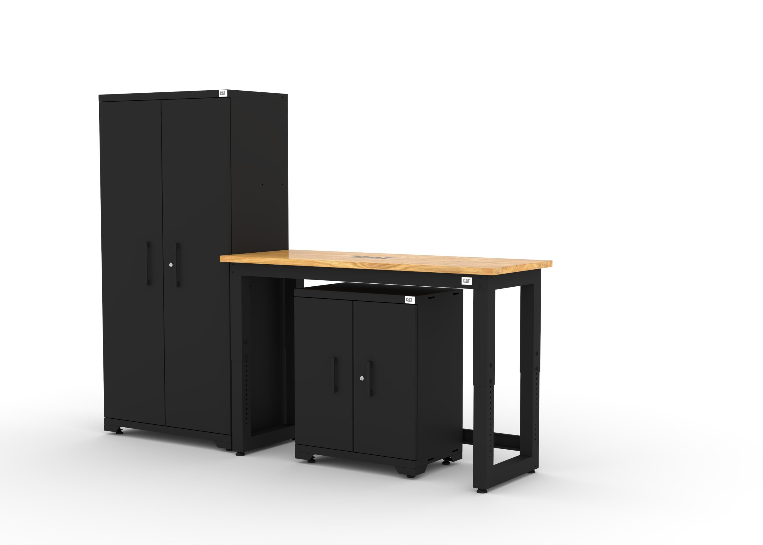 CAT-FWSETC_left CAT garage storage cabinet set with 1 locker, 1 base cabinet and 48 inch worktop