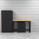CAT garage storage cabinet set with 1 locker, 1 base cabinet and 48 inch worktop