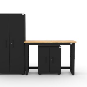 CAT garage storage cabinet set with 1 locker, 1 base cabinet and 48 inch worktop