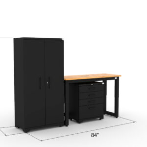 Garage storage cabinets with 1 locker, 1 tool cabinet and 48 inch solid wood worktop