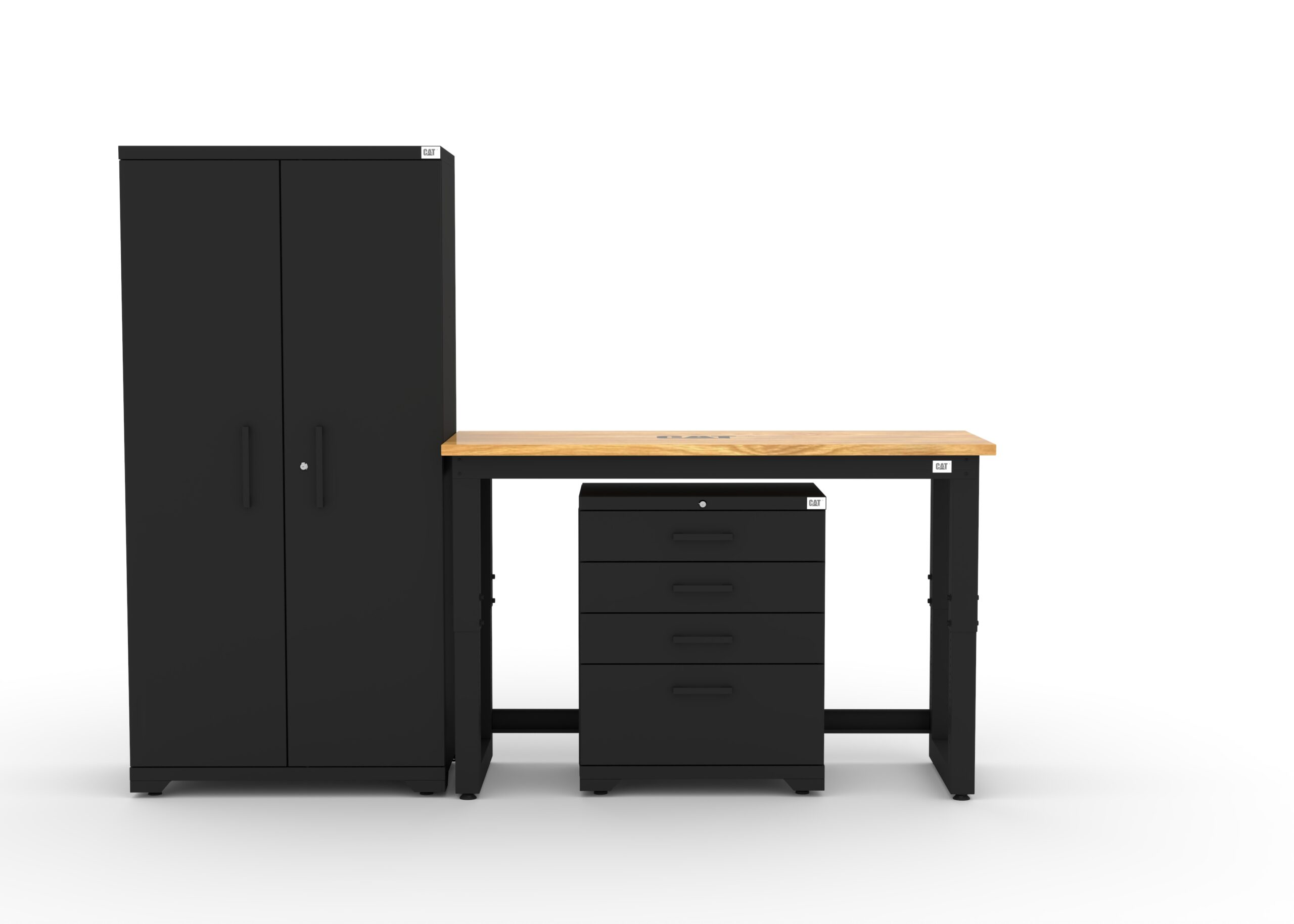 CAT-FWSETD_main Garage storage cabinets with 1 locker, 1 tool cabinet and 48 inch solid wood worktop