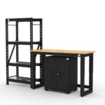 CAT garage storage cabinet set with 1 shelving unit, 1 base cabinet and 48 inch workbench