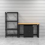 CAT garage storage cabinet set with 1 shelving unit, 1 base cabinet and 48 inch workbench