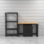 Garage storage cabinets with 1 shelving unit, 1 tool cabinet and 48 inch solid wood workbench