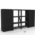 CAT garage storage cabinet set with 1 locker, 2 wall cabinets, 1 base cabinet and 1 tool cabinet