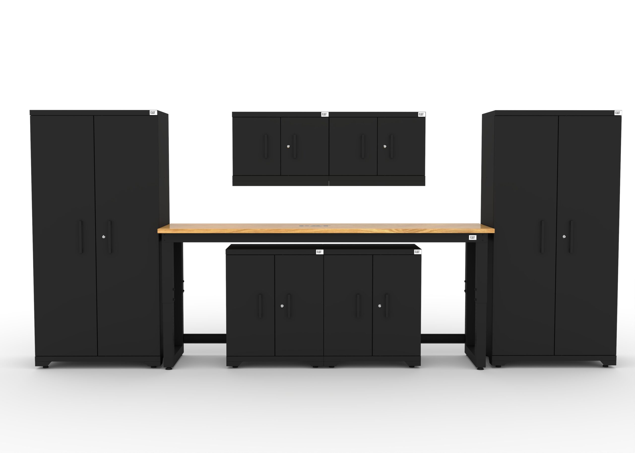 CAT-FWSETN_main CAT fully-welded garage storage cabinets with 2 lockers, 2 wall cabinets and 2 base cabinets